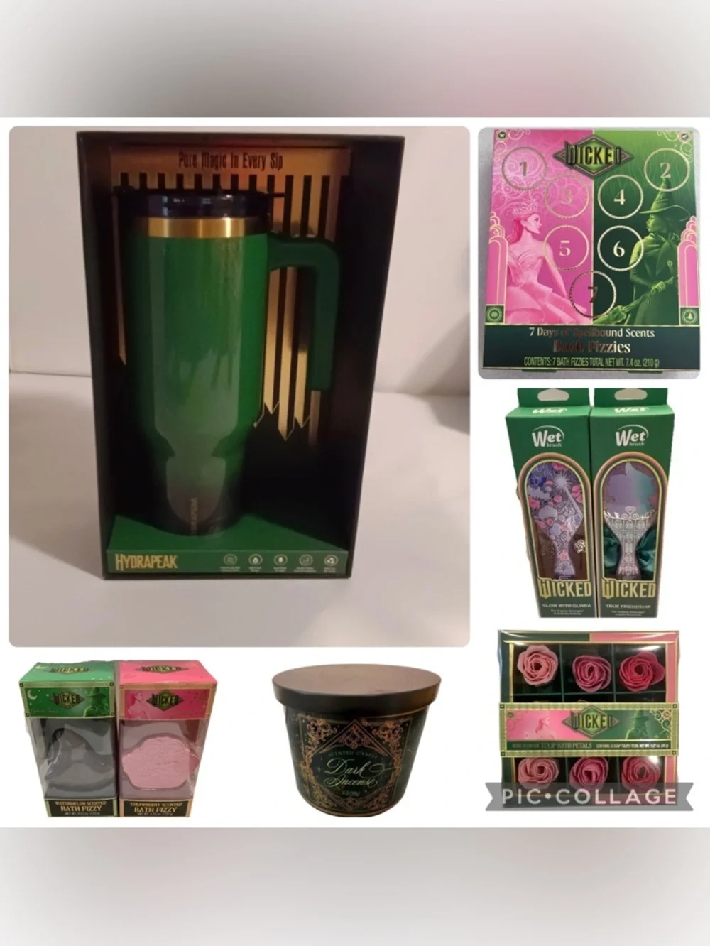 Wicked Tulip Petals, 2 Wet Brush, 2 Bath Fizzy, & Dark Incense Candle, Hydrapeak